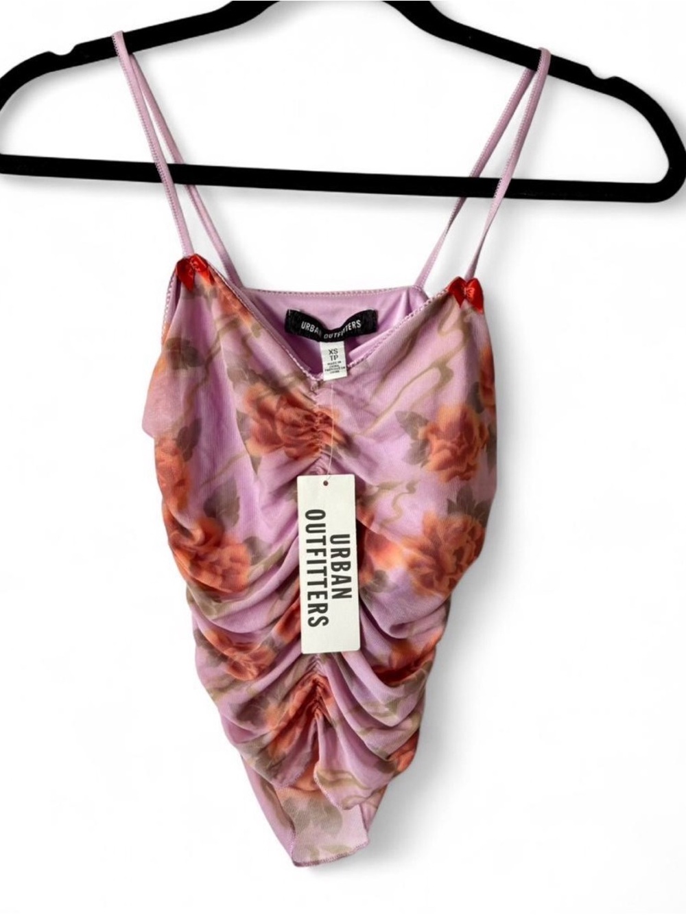 Urban Outfitters Lilac and Orange Floral Ruched Cami NWT size XS summer tank
